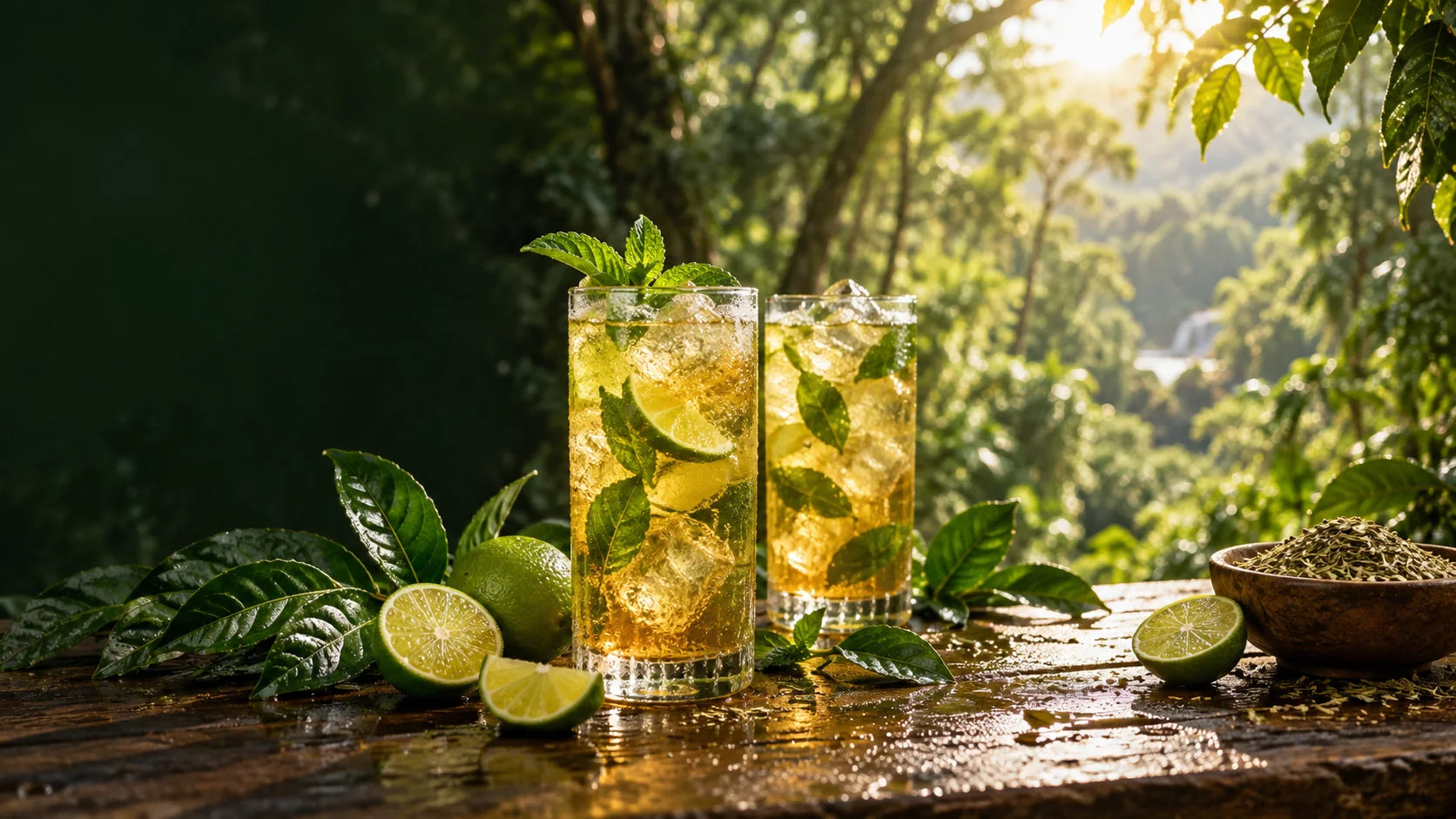 Bevande fresche al mate in un ambiente vegetale