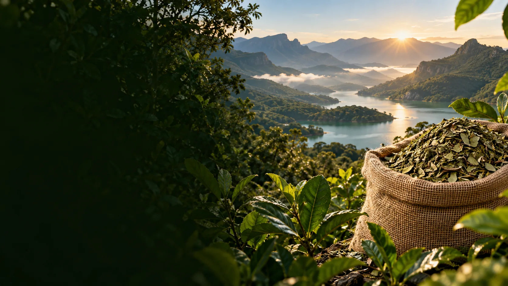 Paysage et feuilles de Yerba Maté